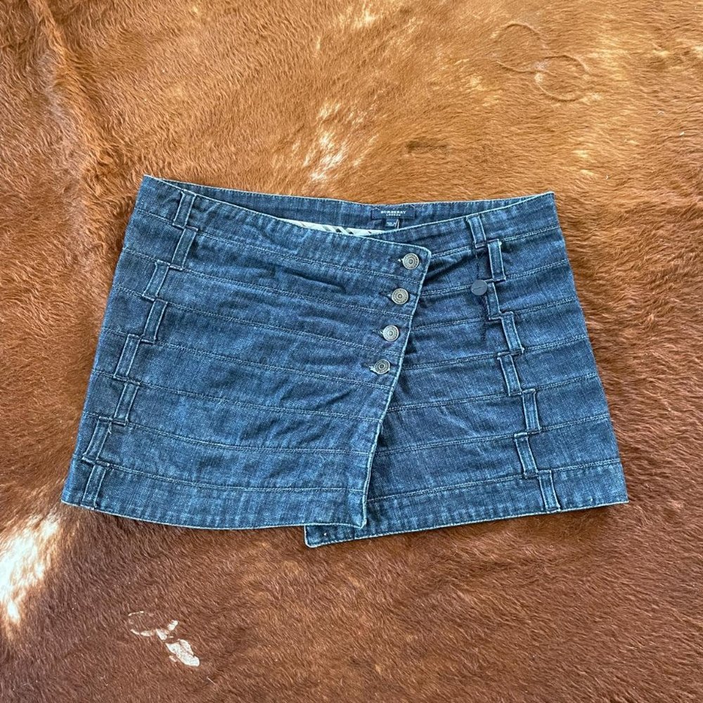 Burberry Mini Denim Low Waist Skirt